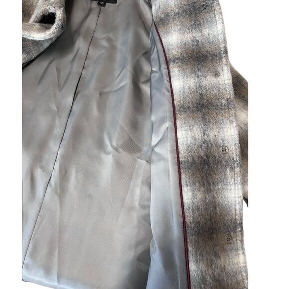 NWT Katherine Kelly | Alpaca Wool Plaid Brown Off White Long A Line Coat 12 - Picture 6 of 9